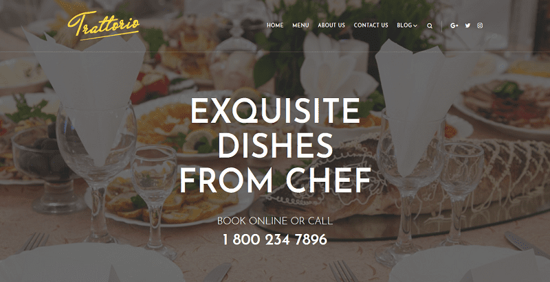 Trattorio themes wordpress creer site internet restaurant cafe