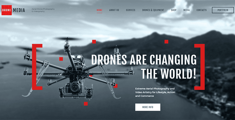 Drone media theme wordpress gutemberg
