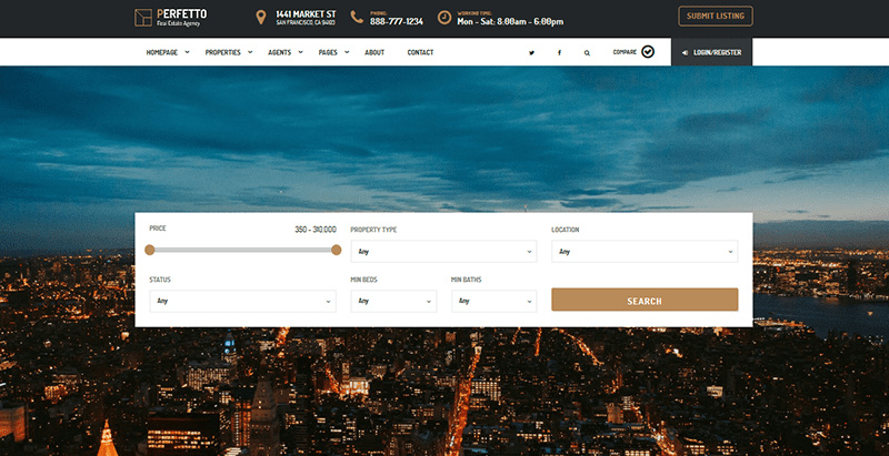 Wordpress immobilier тема недвижимости Perfetto Wordpress immobilier тема недвижимости Perfetto