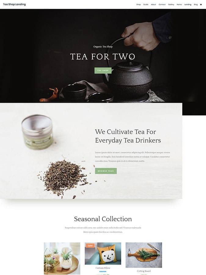 Divi wordpress theme layouts create tea shopt website blog Divi wordpress theme layouts create tea shopt website blog