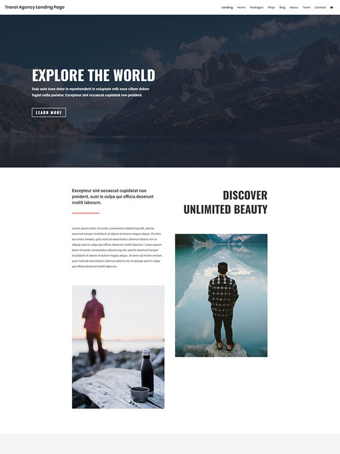 Divi wordpress theme layouts create travel agency website easyly fast