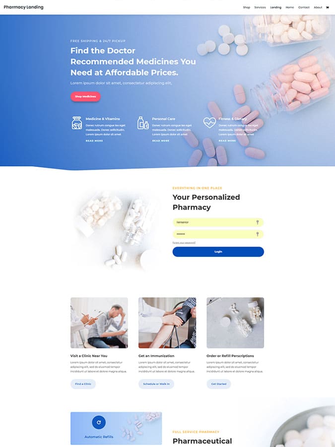 Divi wordpress theme layouts créer site web blog pharmacie pharmacien vendre médicaments Divi wordpress theme layouts créer site web blog pharmacie pharmacien vendre médicaments