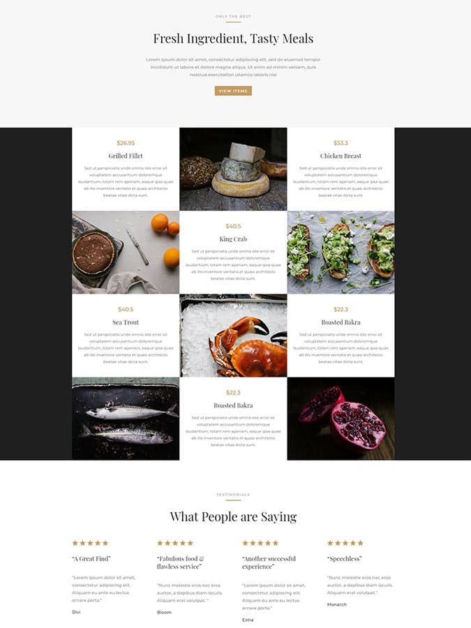 Divi wordpress theme layouts créer site web blog restaurant modèles