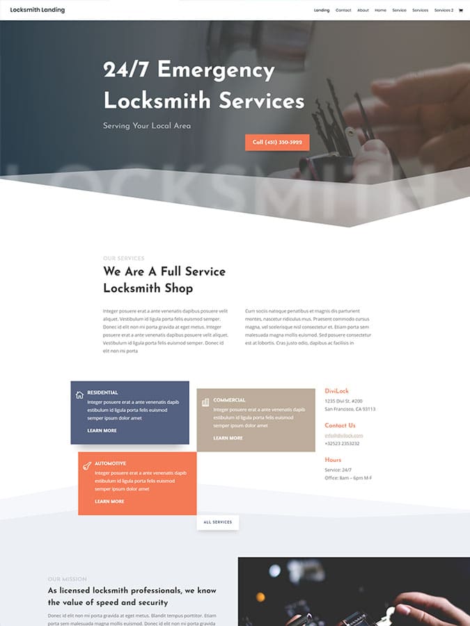 Divi wordpress theme layouts créer site web blog serrurier sécurité maison Divi wordpress theme layouts créer site web blog serrurier sécurité maison