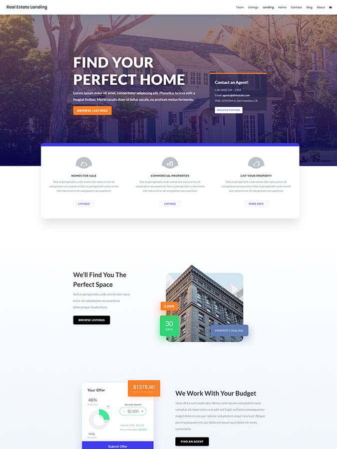Divi wordpress theme layouts créer site web blog vendre maison real estate Divi wordpress theme layouts créer site web blog vendre maison real estate