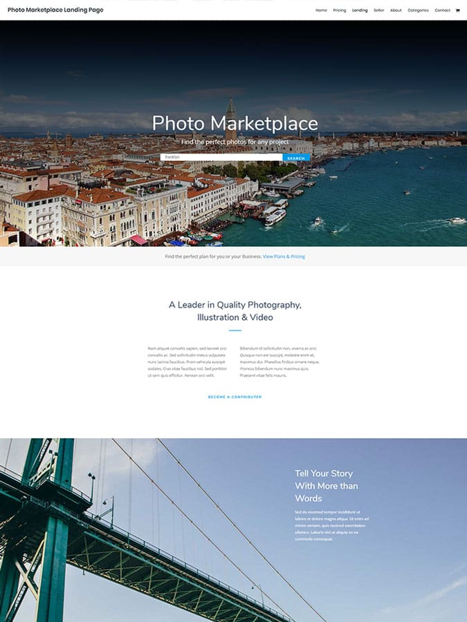 Divi wordpress theme layouts créer site web vendre photographie marketplace photo Divi wordpress theme layouts créer site web vendre photographie marketplace photo