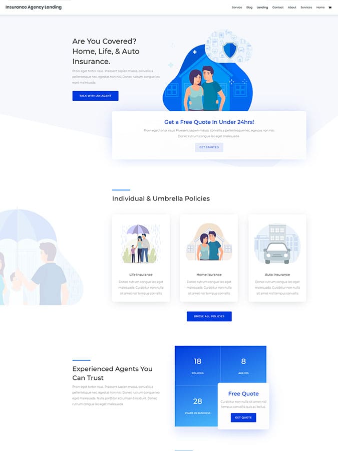 Template layout divi créer site web compagnie assurance