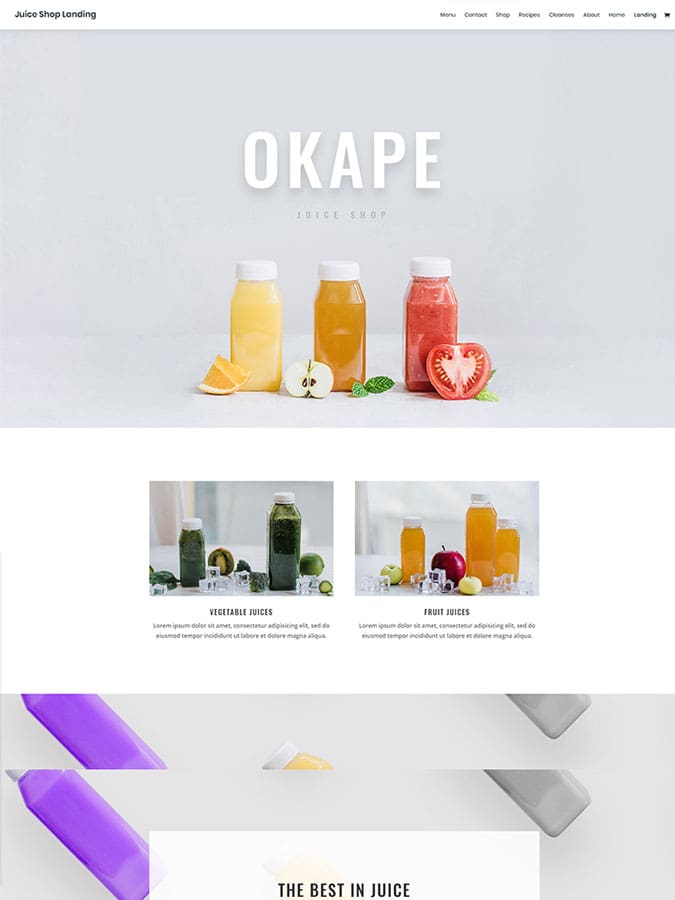 Template layout divi créer site web juice shop vendre jus boisson Template layout divi créer site web juice shop vendre jus boisson