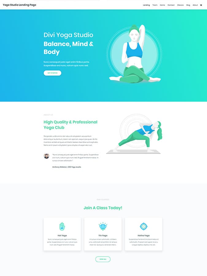 Thème wordpress créer site web yoga sport fitness divi template layout Thème wordpress créer site web yoga sport fitness divi template layout