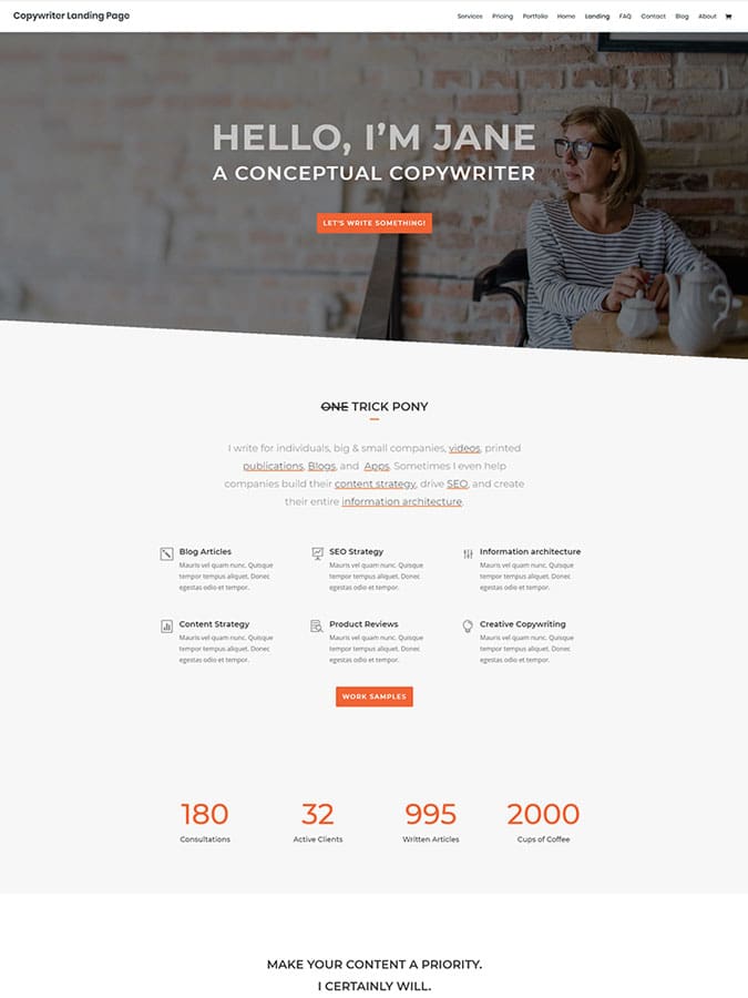 Thème wordpress divi copywriter freelance coach créer site internet Thème wordpress divi copywriter freelance coach créer site internet
