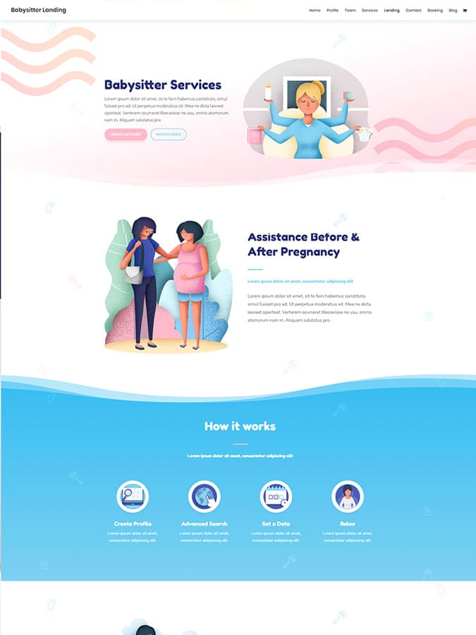 Thème wordpress divi créer site web babysitting babysitter garderie crêche enfants Thème wordpress divi créer site web babysitting babysitter garderie crêche enfants