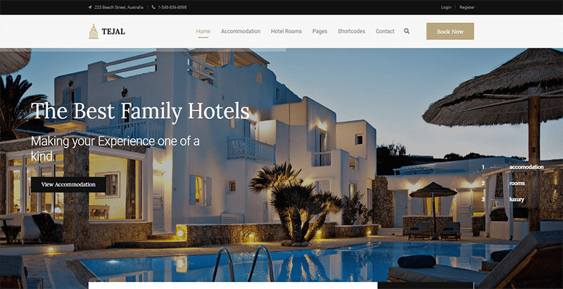 Tejal theme wordpress creer site web hotel Tejal theme wordpress creer site web hotel