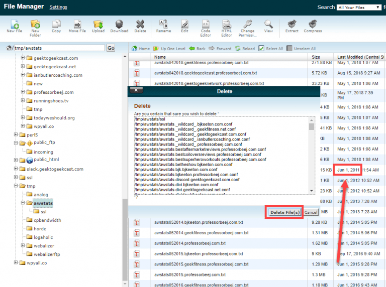 vérifier les dates avant de supprimer des rapports cpanel.png