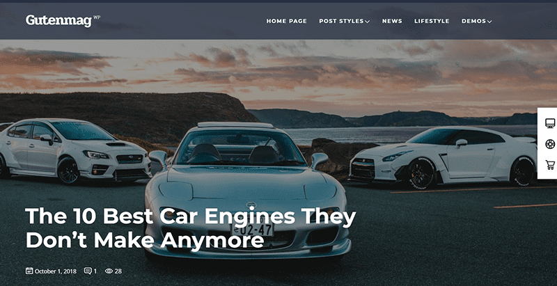 Car magazine wordpress theme with gutenberg support gutenmag