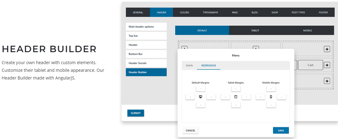 Header builder pearl wp