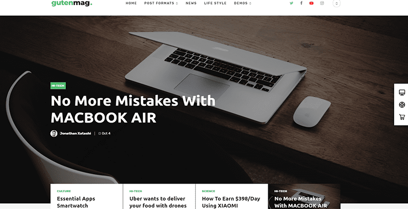 Hi tech magazine wordpress theme gutenmag