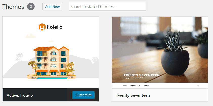 Hotello manage themes