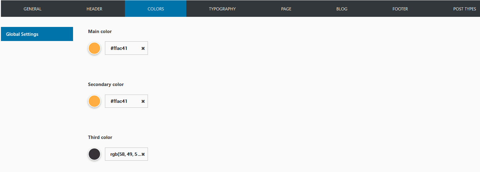 Hotello setup colors