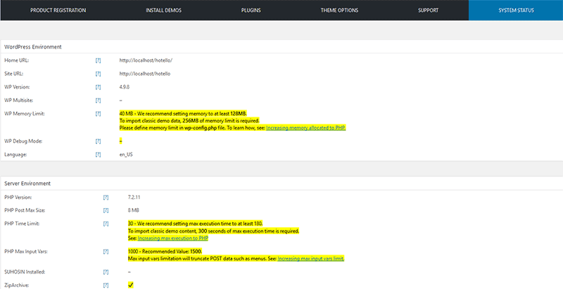 Hotello system status