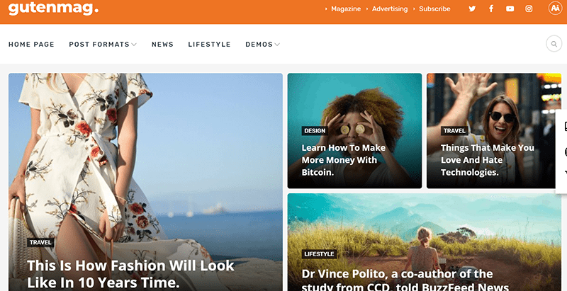 Lifestyle blog and magazine wordpress theme gutenmag
