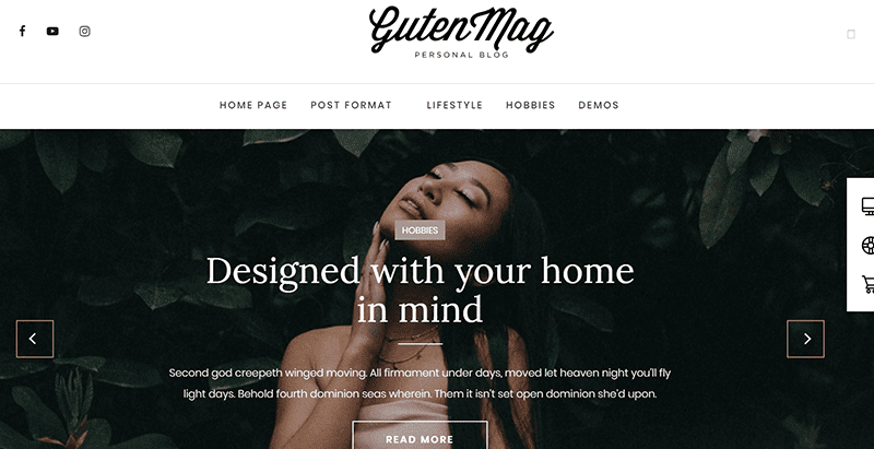 Personal blog wordpress theme with gutenberg support gutenmag