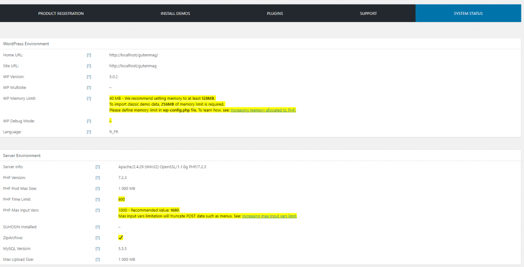 System status gutenmag