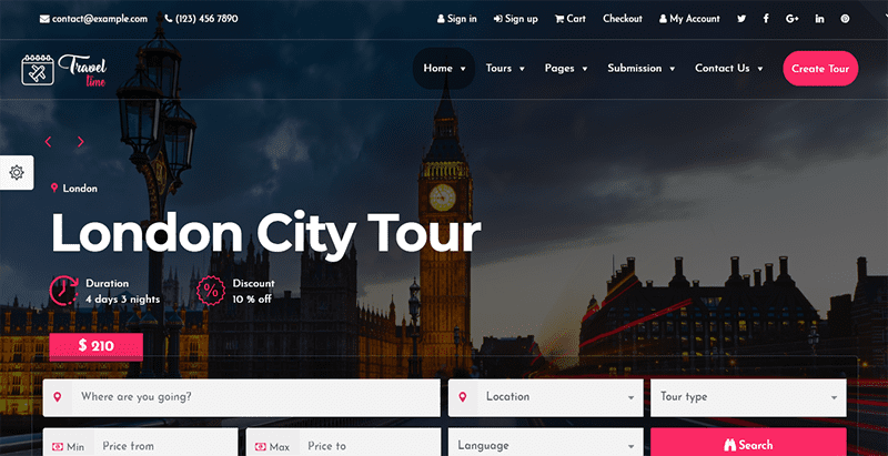 WordPress тема за пътуване създайте уебсайт за пътуване