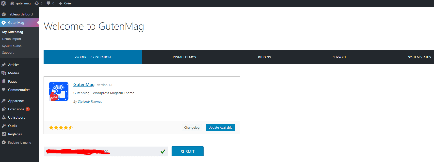 Gutenmag worpress them install 2