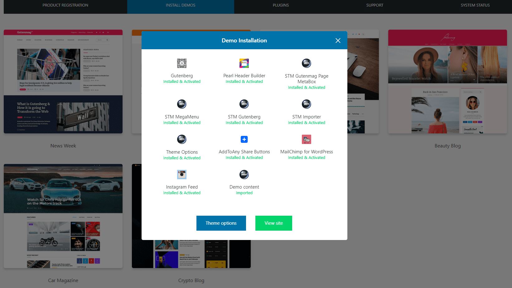 Gutenmag worpress theme demo setup layout