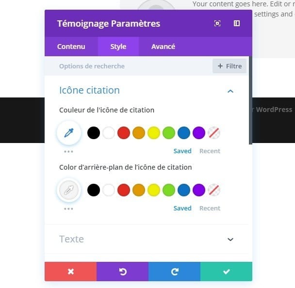 Configuration de la section de licone du temoignage configuration de la section de l'icone du temoignage.jpg