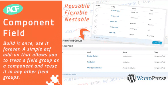 Advanced custom fields component field addon plugin wordpess