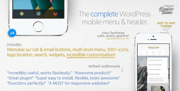 Touchy wordpress mobile menu plugin wordpress Touchy créer un sticky menu