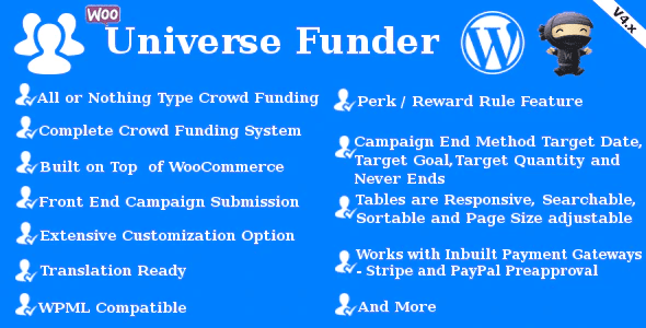 Universe funder woocommerce crowdfunding system plugin wordpress