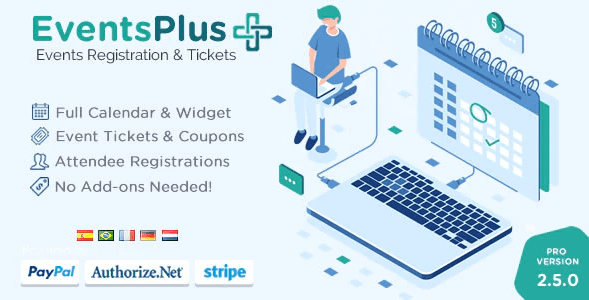 Wordpress events calendar registration tickets by elbisnero codecanyon