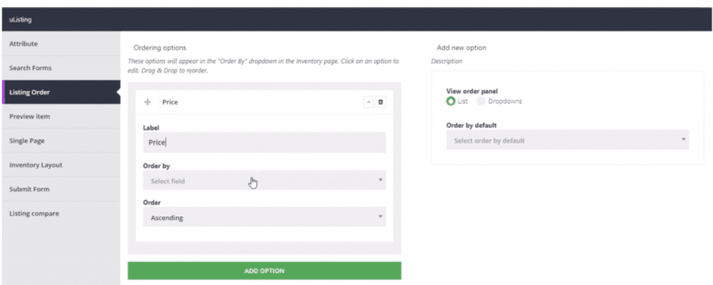 Listing order ulisting plugin wordpress
