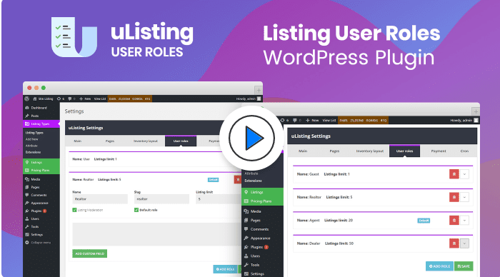 Ulisting user roles addons wordpress