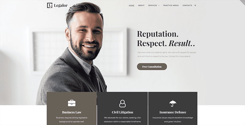 Legalor theme wordpress creer site web avocat Legalor meilleurs thèmes WordPress d'avocat