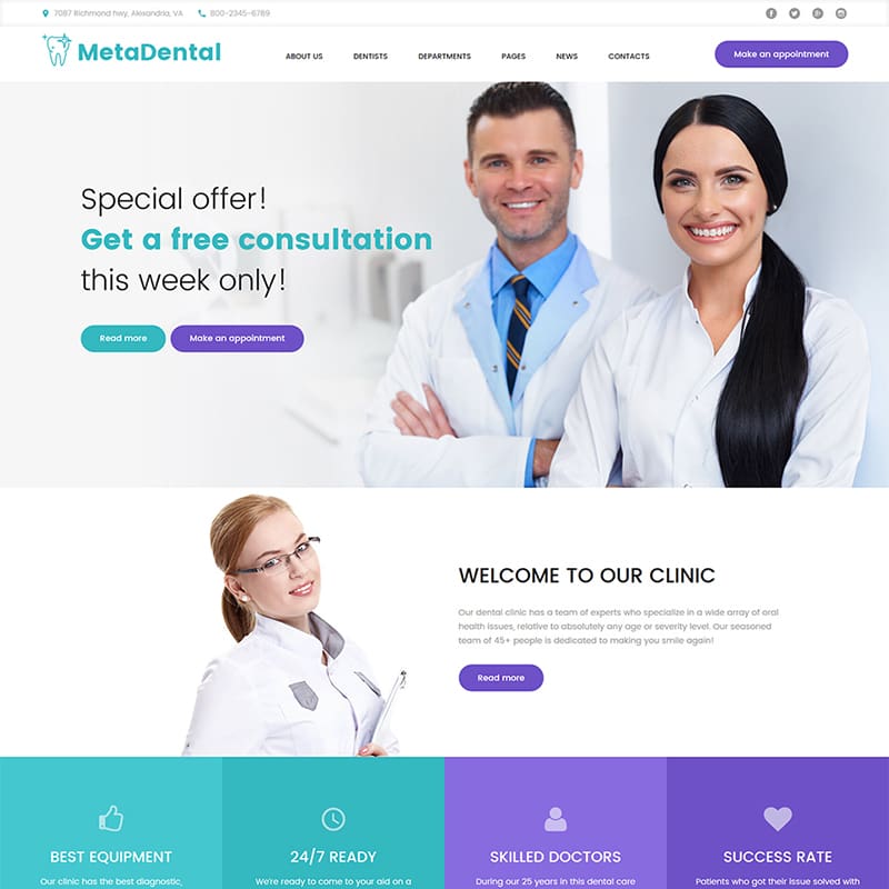 MetaDental - Private Dental Clinic Responsive WordPress Theme