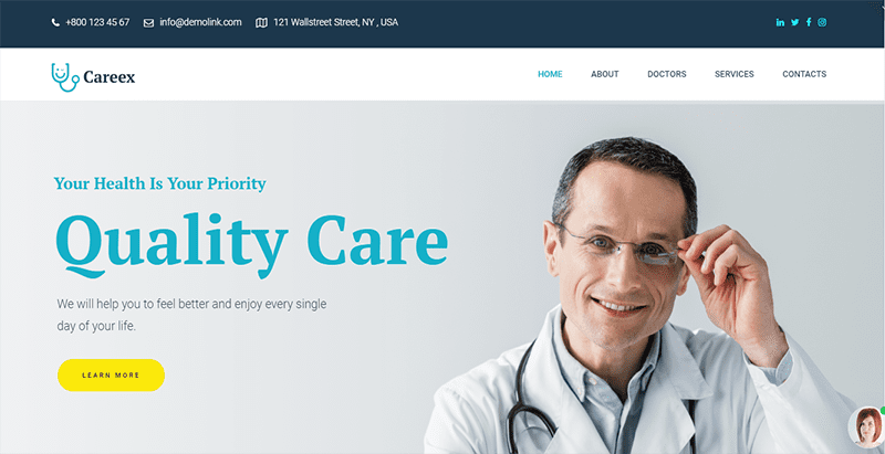 Careex theme wordpress creer site web clinique Careex - meilleurs thèmes WordPress d'hôpital