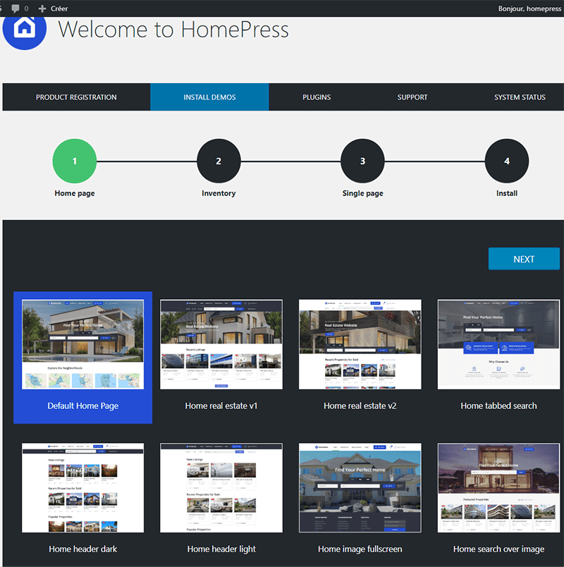 Homepress demo import Homepress demo import
