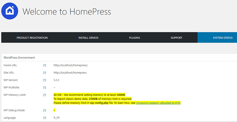 Homepress system status Homepress system status