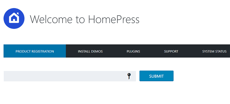 Homepress setting product registration Homepress setting product registration