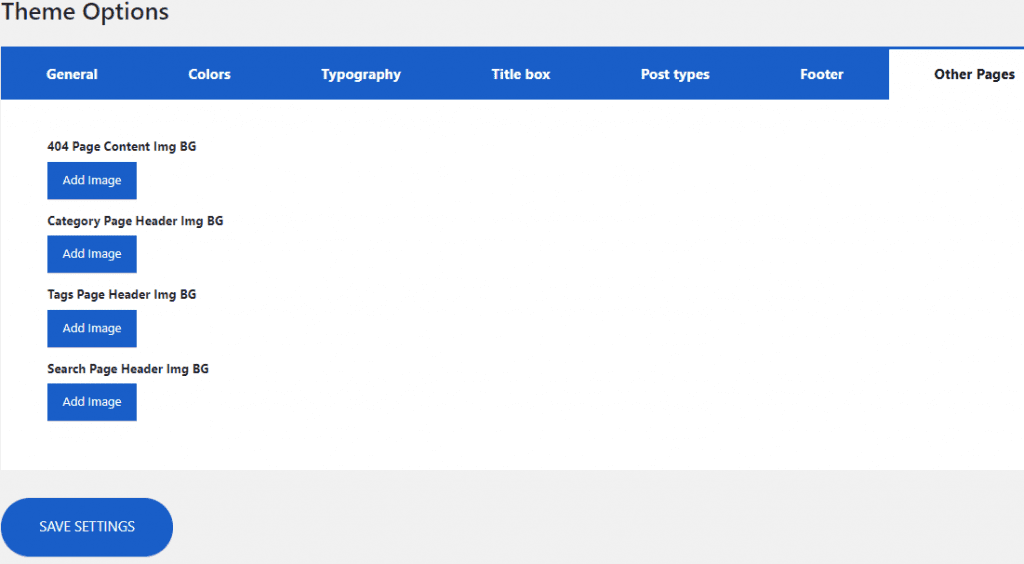 Homepress theme options other pages Homepress theme options other pages