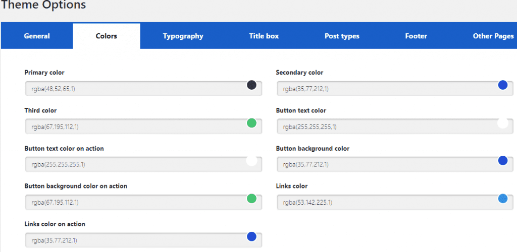 Homepress theme options color Homepress theme options color