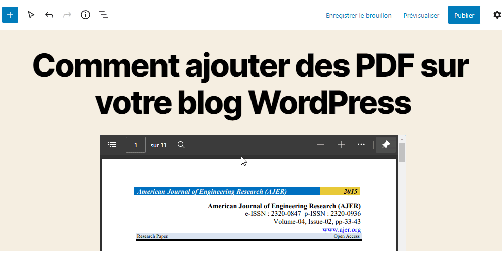afficher un PDF sur WordPress