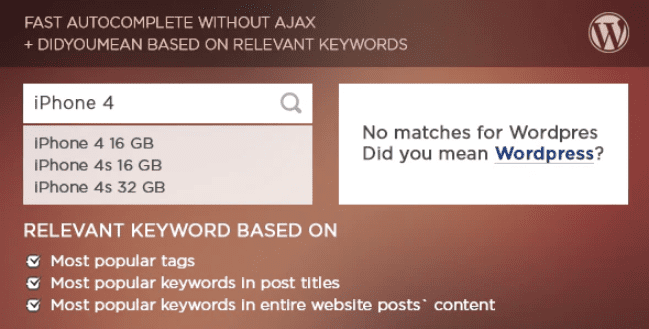 Live Search and Smart AutoComplete for WordPress plugin