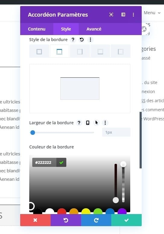 Configuration bordure accordéon divi woocommerce Configuration bordure accordéon divi woocommerce