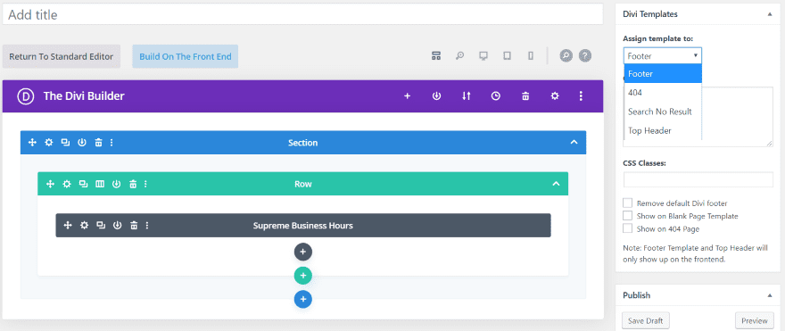 Configuration template divi Configuration template divi