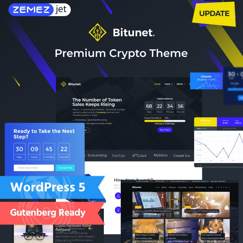 Bitunet - Thème WordPress Elementor pour site de crypto-monnaie