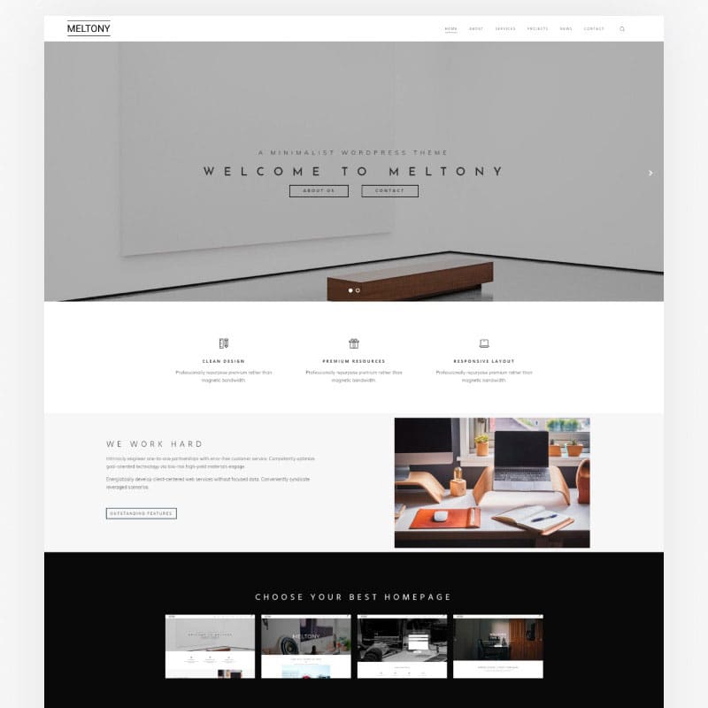 Meltony - Minimalist for Any Businesses thème WordPress adaptatif